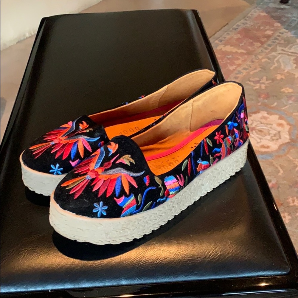 Mexican embroidered espadrille slip on